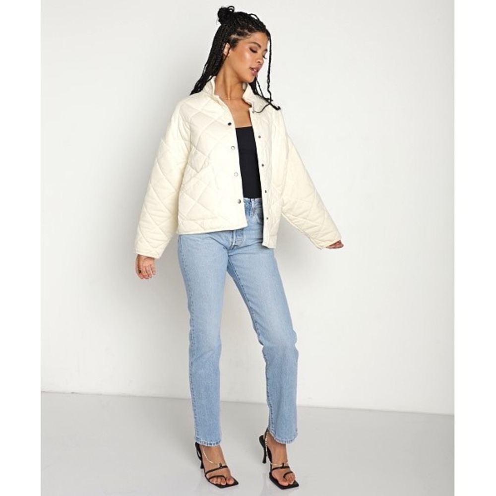 Z Supply Maya Quilted Jacket Bone Cream Off White Medium Comfort Fall Casual